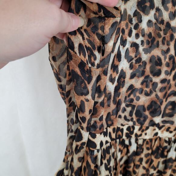 Intermix cheetah print sheer layered ruffled flowy long sleeved dress size small - Picture 10 of 12